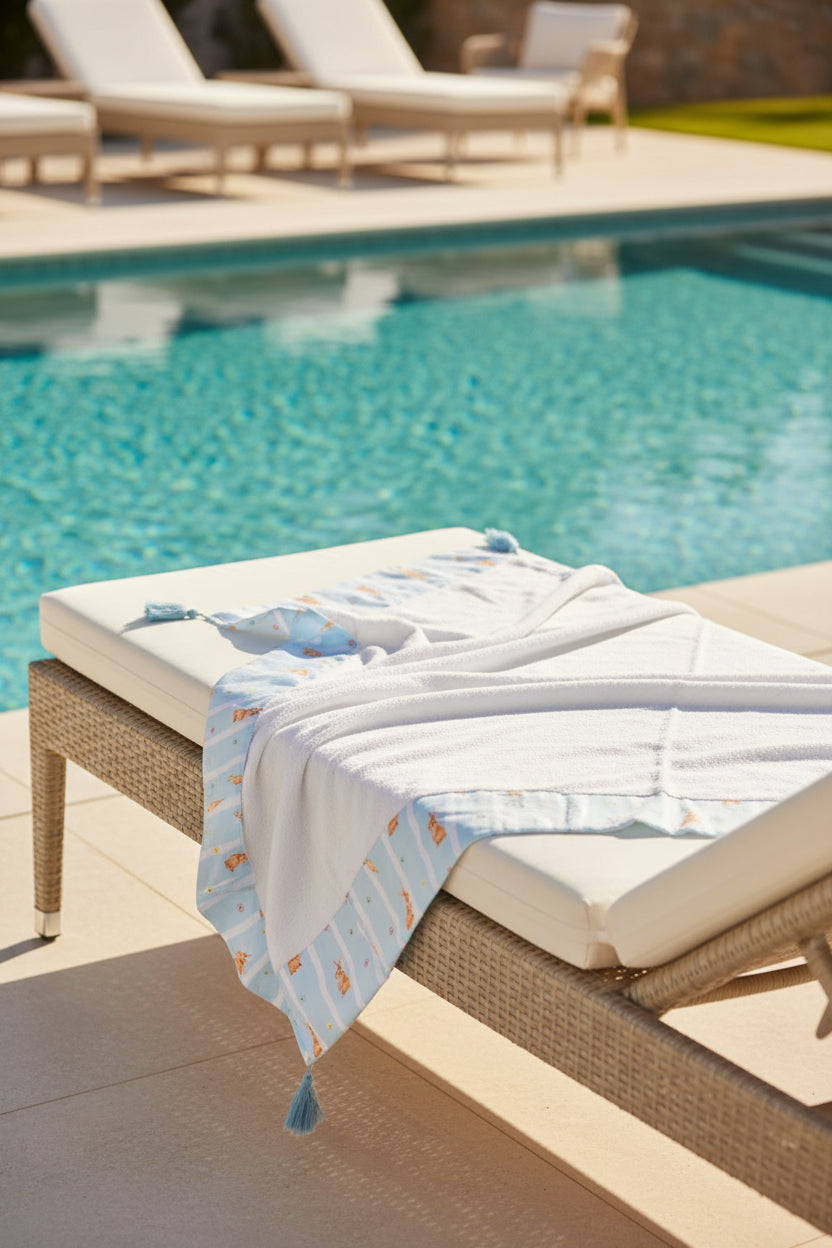 BEACH TOWEL RABBIT BLUE -  - maia pata