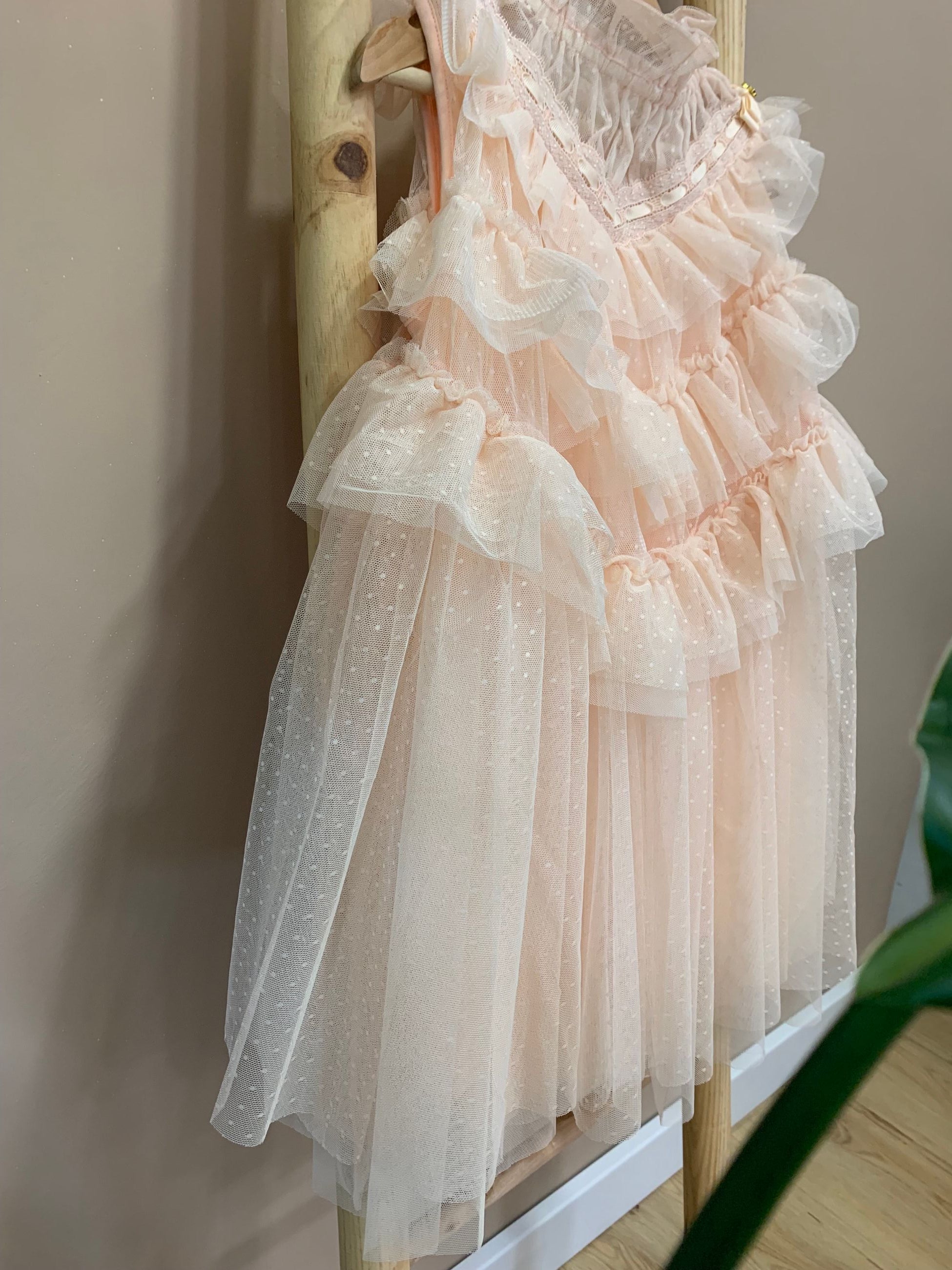 MORENA RIBBON LACE /RUFFLE SPOTTED TULLE DRESS - abito - Angel's face