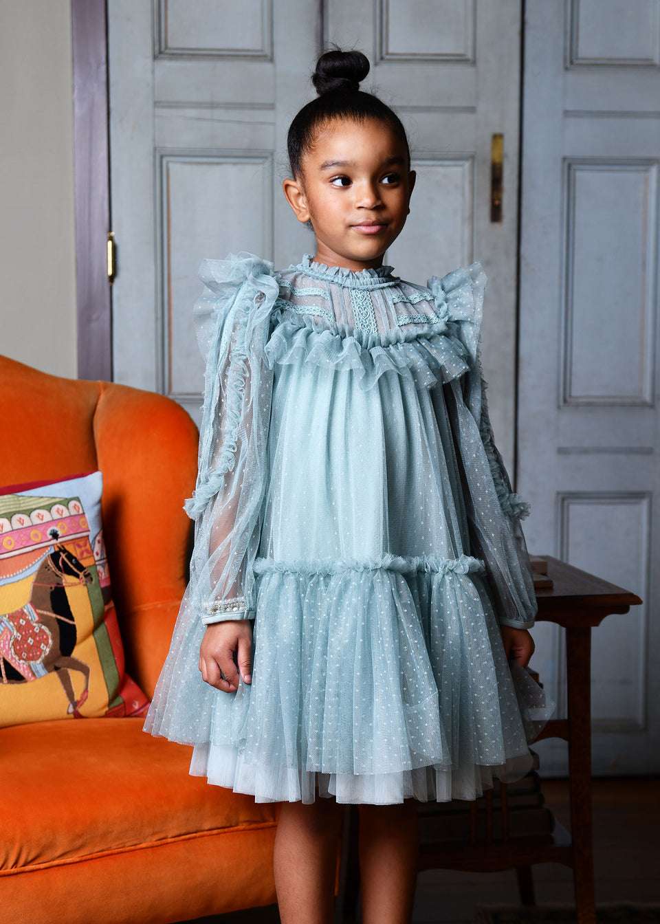 brandice spotted tulle dress duck egg - abito - Angel's face
