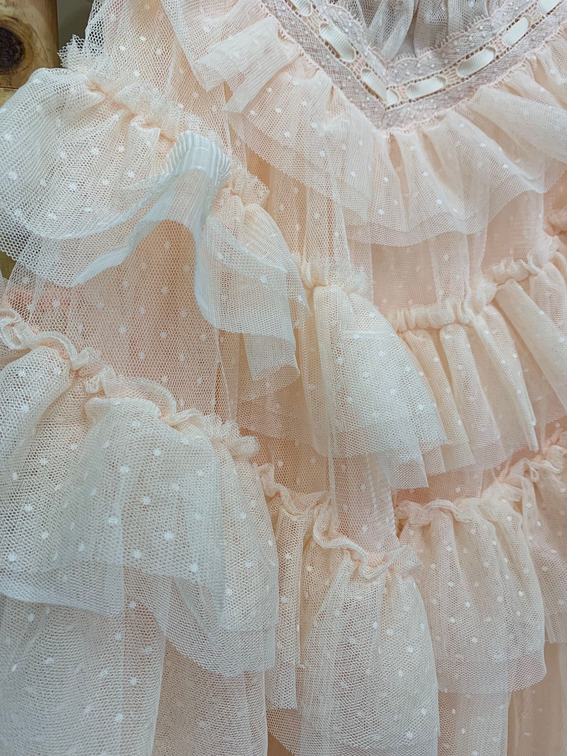 MORENA RIBBON LACE /RUFFLE SPOTTED TULLE DRESS - abito - Angel's face