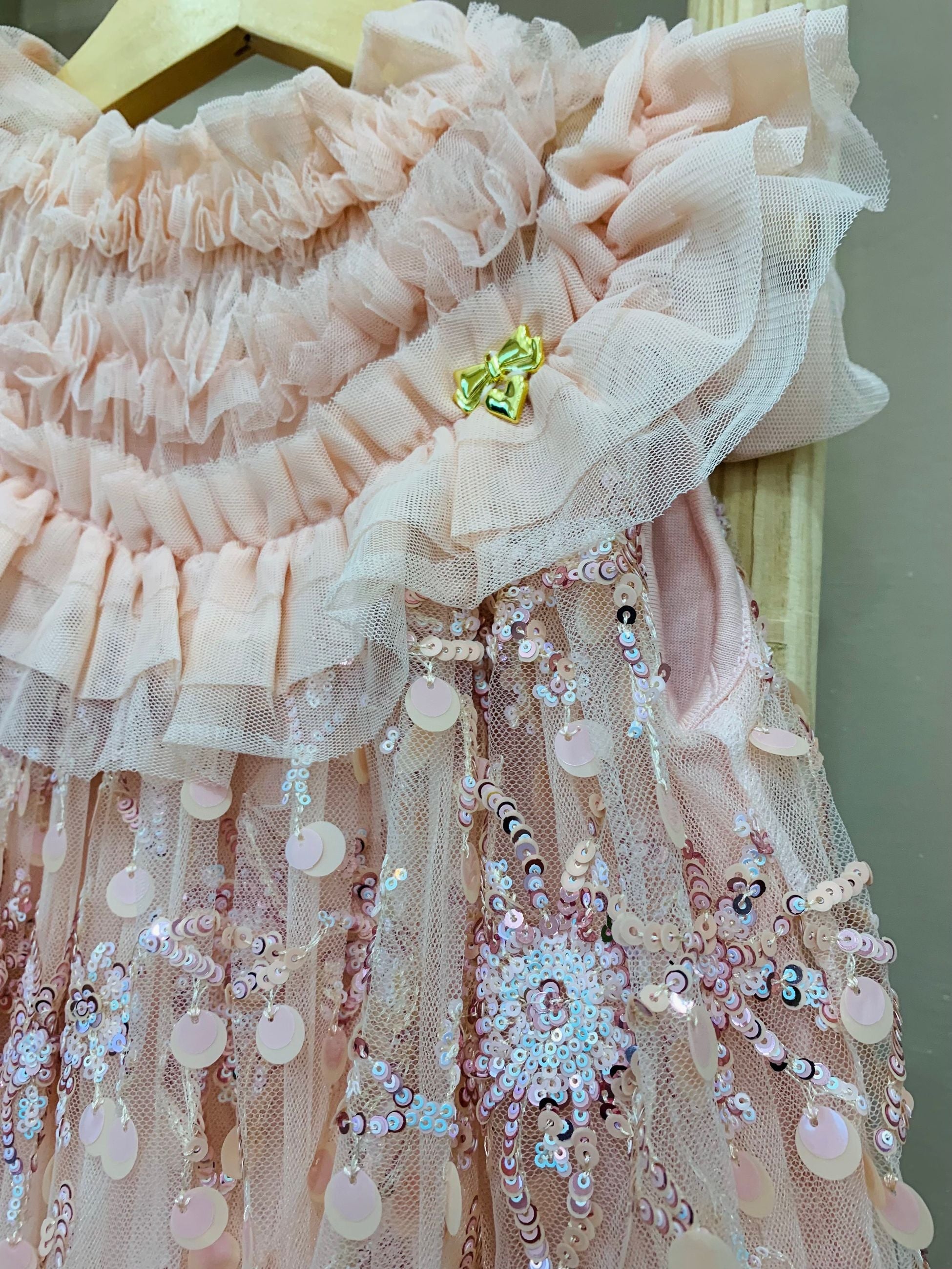 DOMINIQUE FLOWER SEQUIN DRESS BLUSH PINK - abito - Angel's face