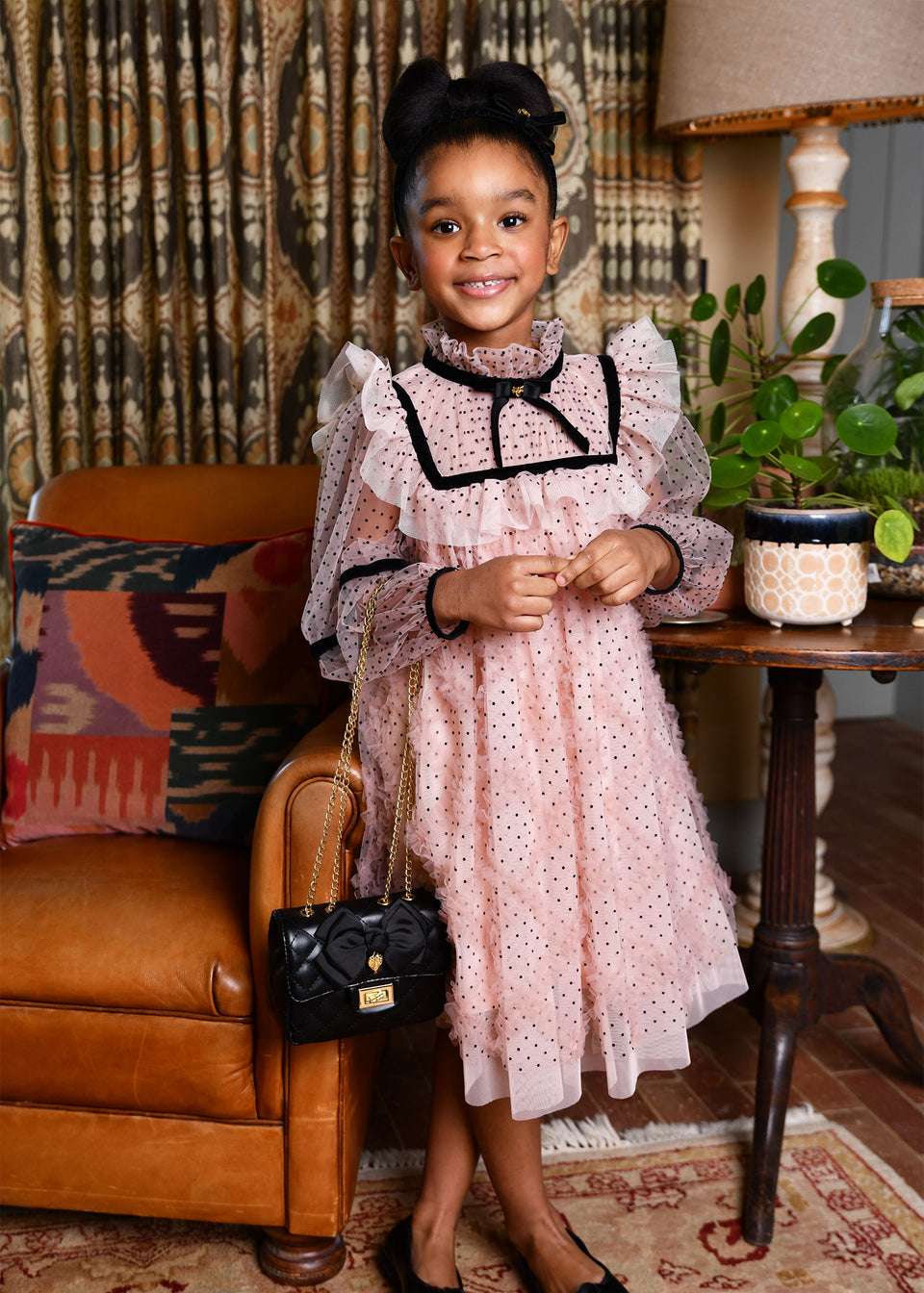 adelia flock dotted tulle dress blush pink - abito - Angel's face