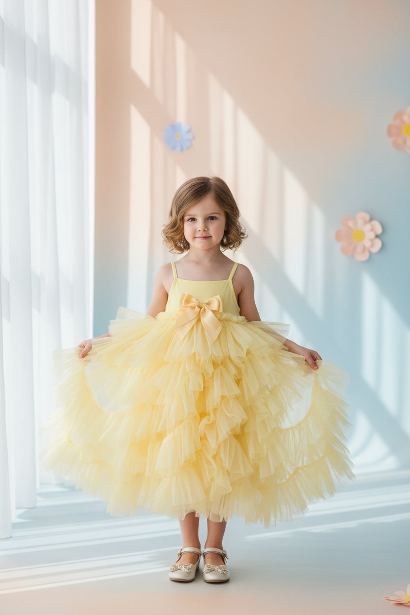 CASCADE WATERFALL TULLE STRAPPY DRESS - abito - Angel's face