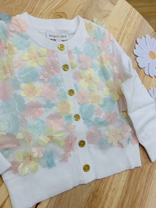 CRIS 3D MUTI FLOWE KNITTED BABY CARDIGAN - cardigan - Angel's face