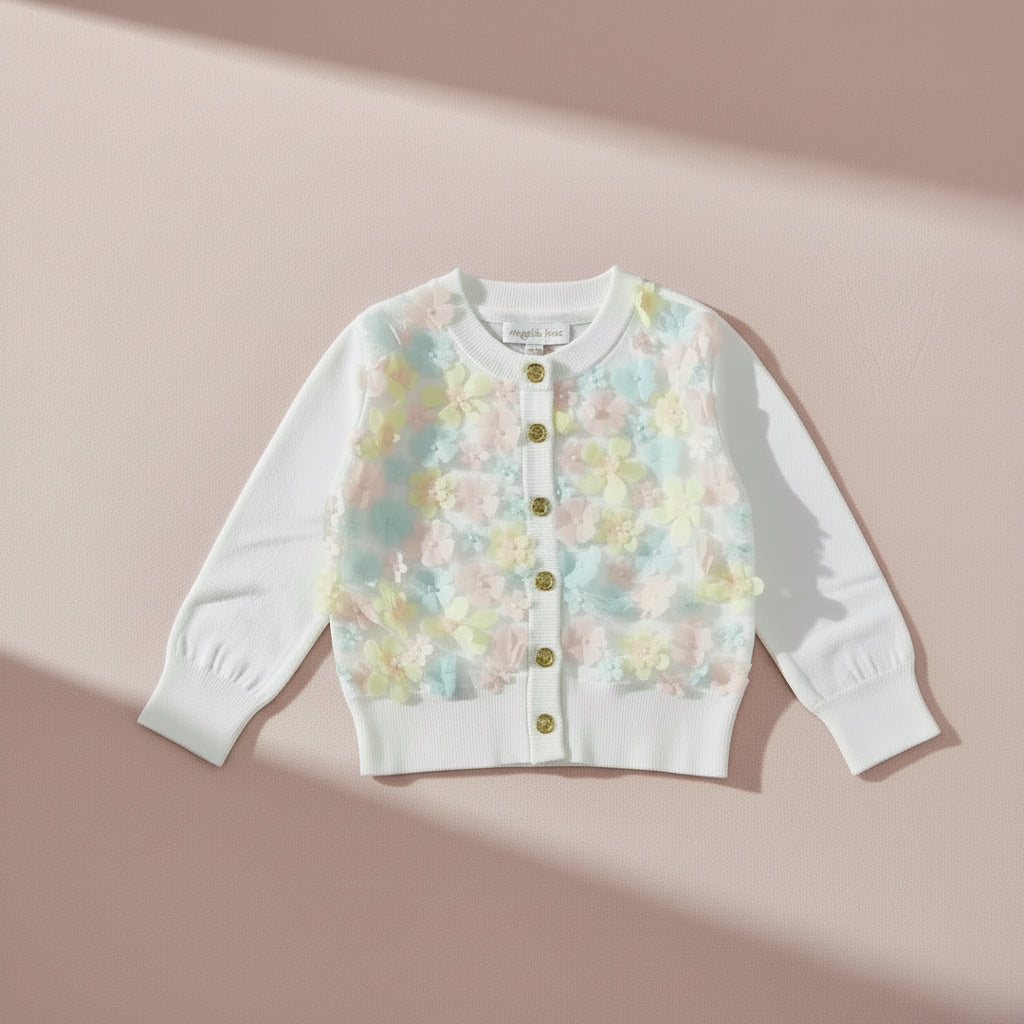 CRIS 3D MUTI FLOWE KNITTED BABY CARDIGAN - cardigan - Angel's face