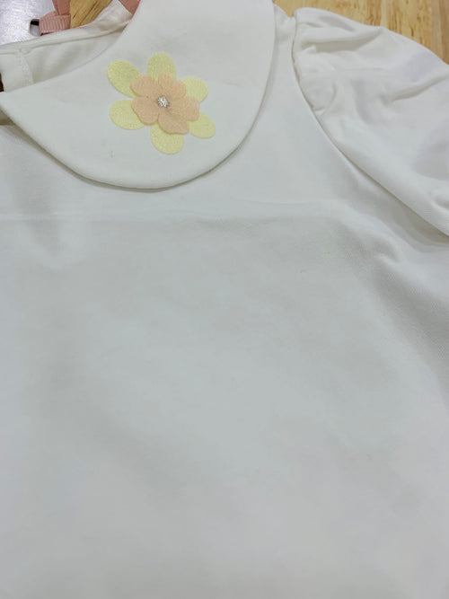CASSIE 3D FLOWER COLLAR BABY TOP - t-shirt - Angel's face