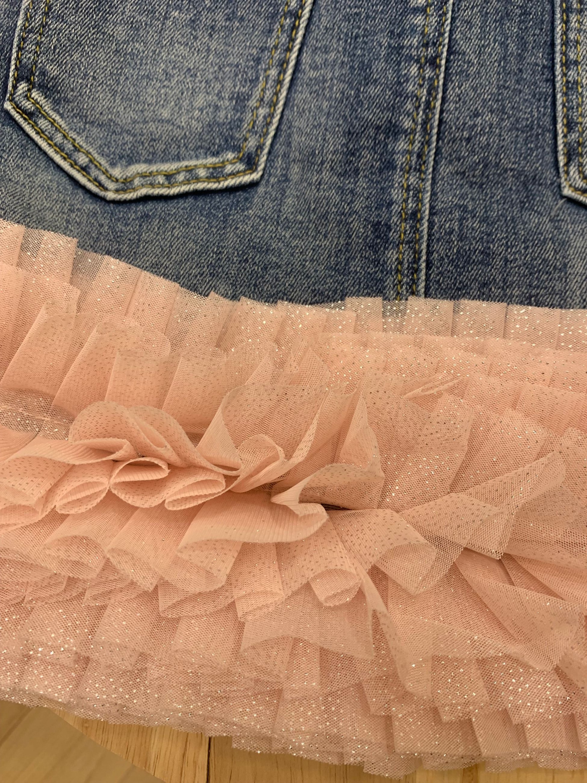 GIGI TULLE  TRIM DENIM SKIRT - gonna - Angel's face