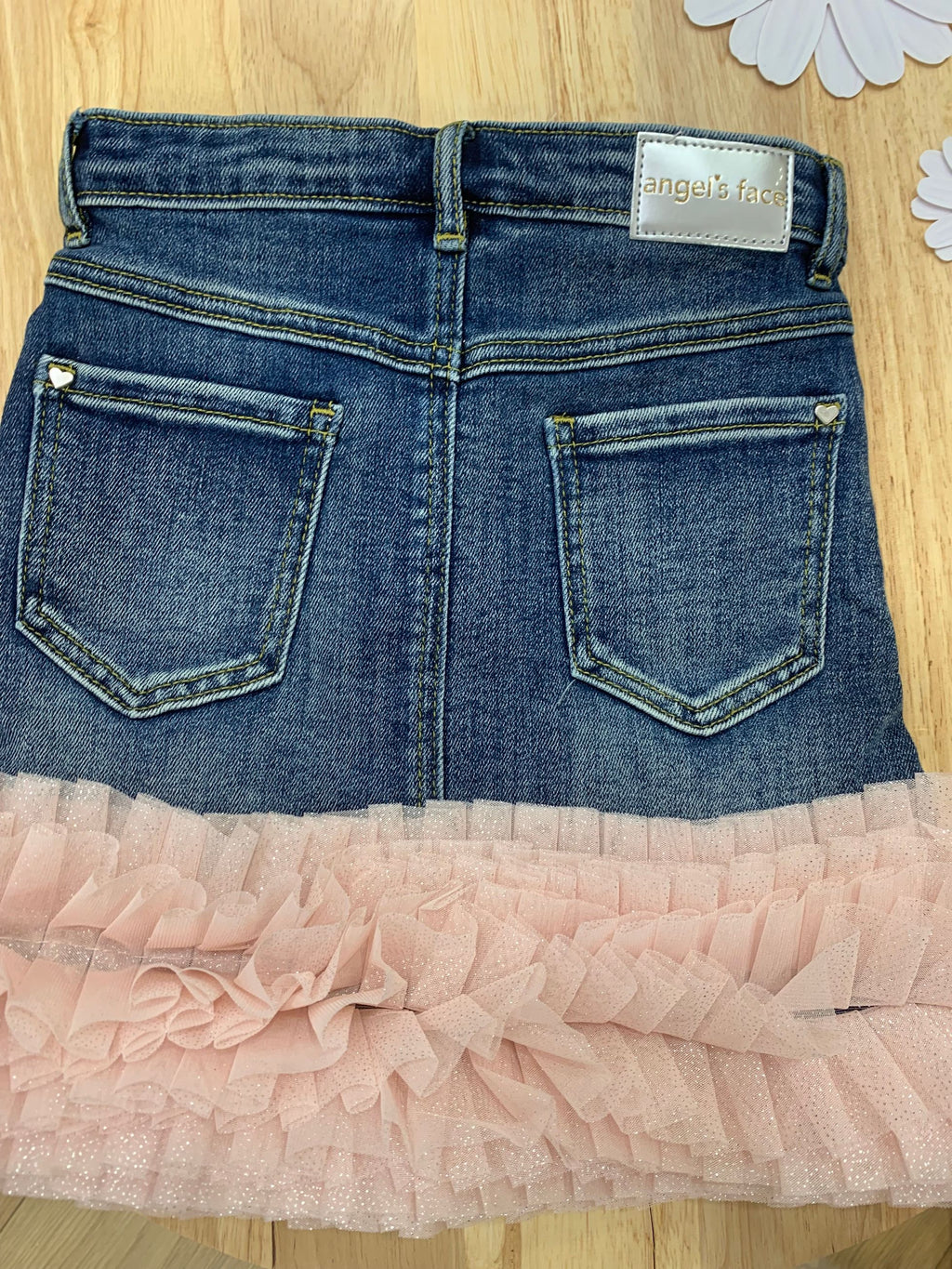 GIGI TULLE  TRIM DENIM SKIRT - gonna - Angel's face