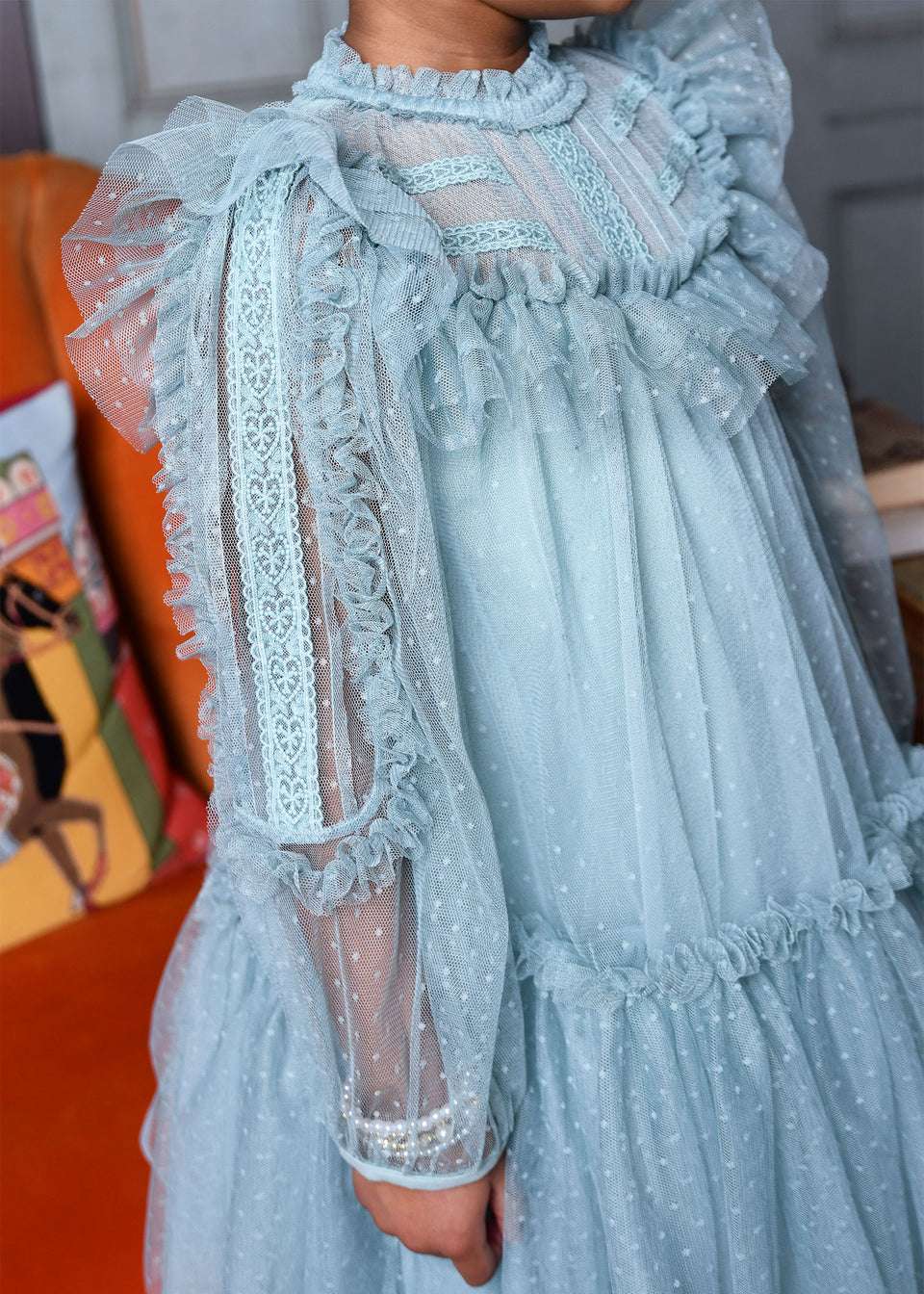 brandice spotted tulle dress duck egg - abito - Angel's face