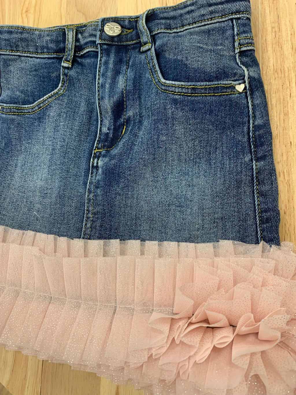 GIGI TULLE  TRIM DENIM SKIRT - gonna - Angel's face