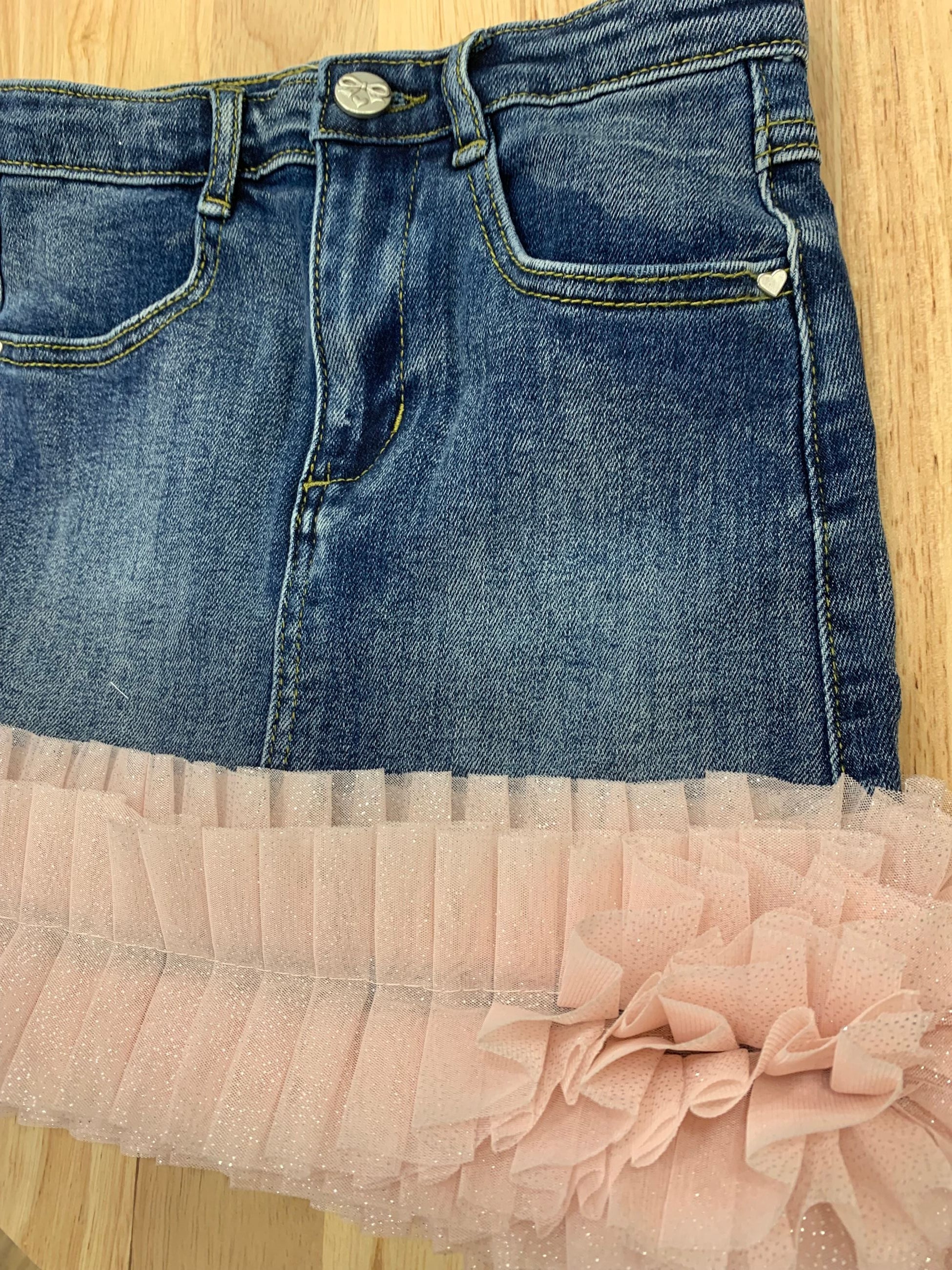GIGI TULLE  TRIM DENIM SKIRT - gonna - Angel's face