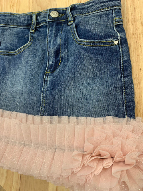 GIGI TULLE  TRIM DENIM SKIRT - gonna - Angel's face