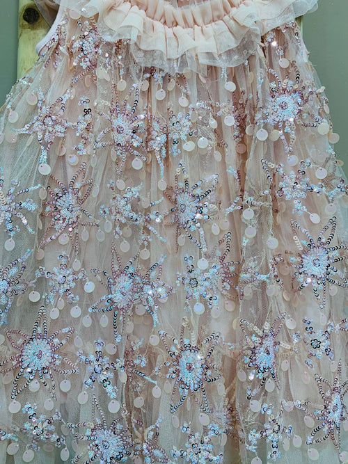 DOMINIQUE FLOWER SEQUIN DRESS BLUSH PINK - abito - Angel's face