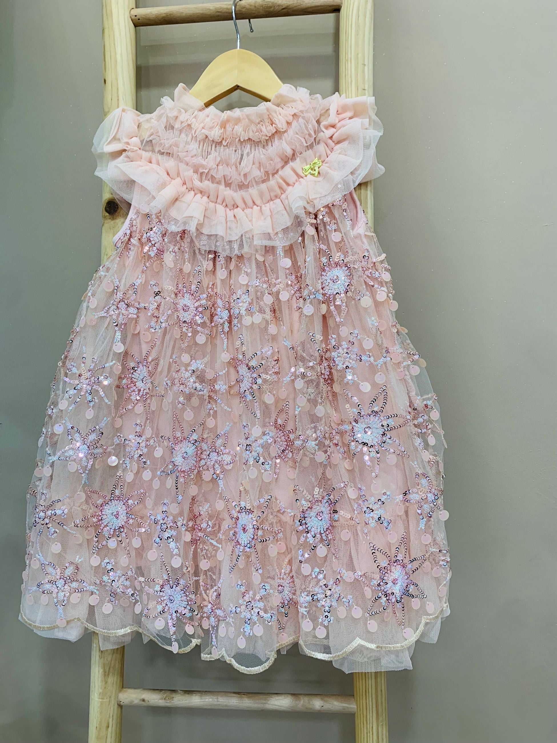 DOMINIQUE FLOWER SEQUIN DRESS BLUSH PINK - abito - Angel's face