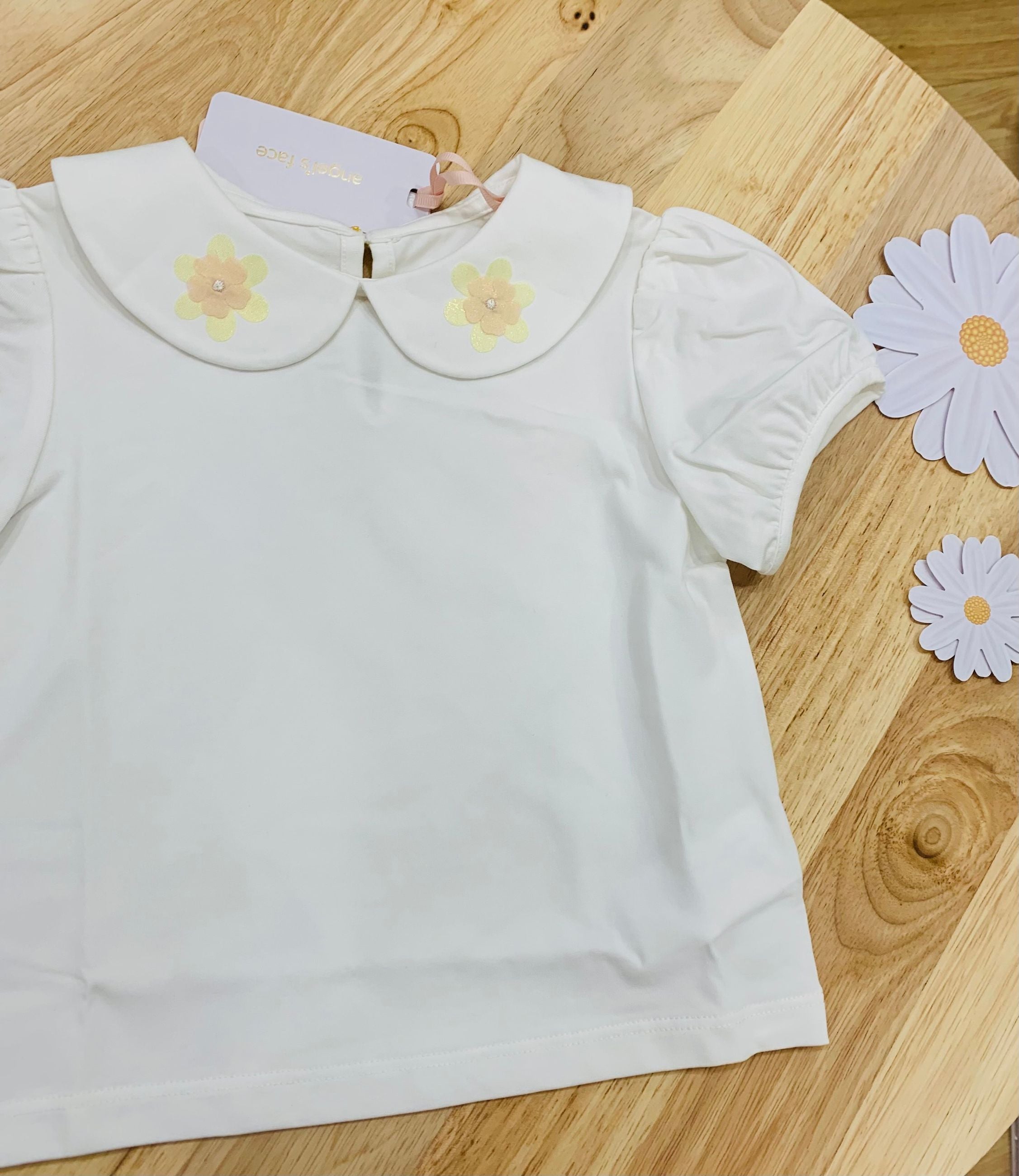 CASSIE 3D FLOWER COLLAR BABY TOP - t-shirt - Angel's face